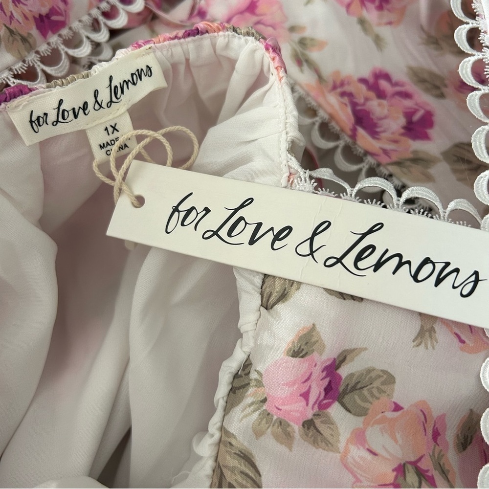 NWT, For Love & Lemons Women’s Milani Mini Floral Dress in White Multi, Size 1X - Picture 3 of 12